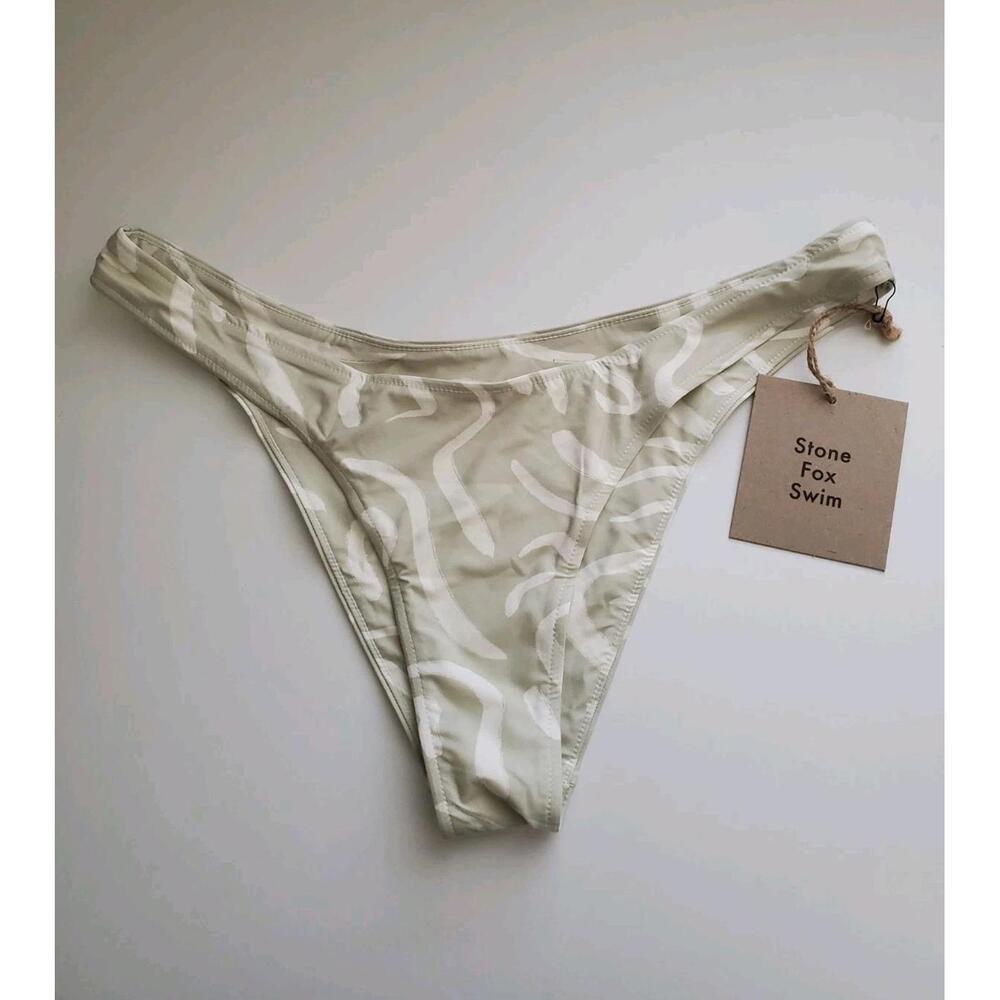 NEW STONE FOX SWIM Luka Bikini Bottom in Aloe Lines size XL Beachwear Poolside